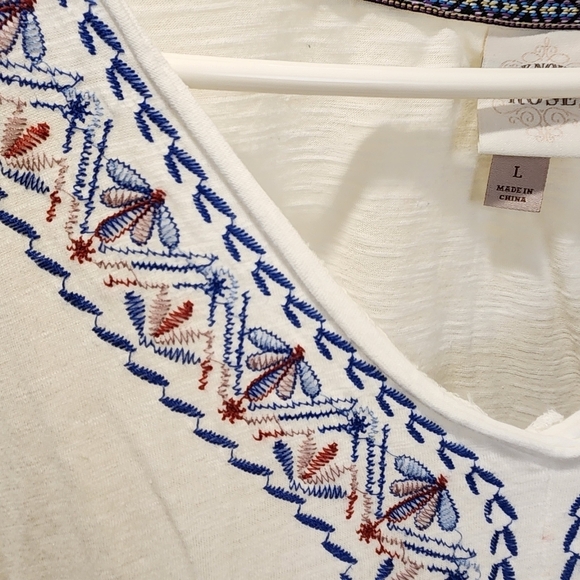 KNOX ROSE white Embroidered boho blouse size L - Picture 6 of 13